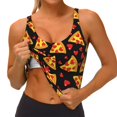 thumbnail image 3 of Daiia Cartoon Pizza Printed Women's Sports Bra, Breathable Activewear Bra with U-Back Design and Removable Pads, Comfortable and Supportive for Yoga, Workout-XX-Large, 3 of 8