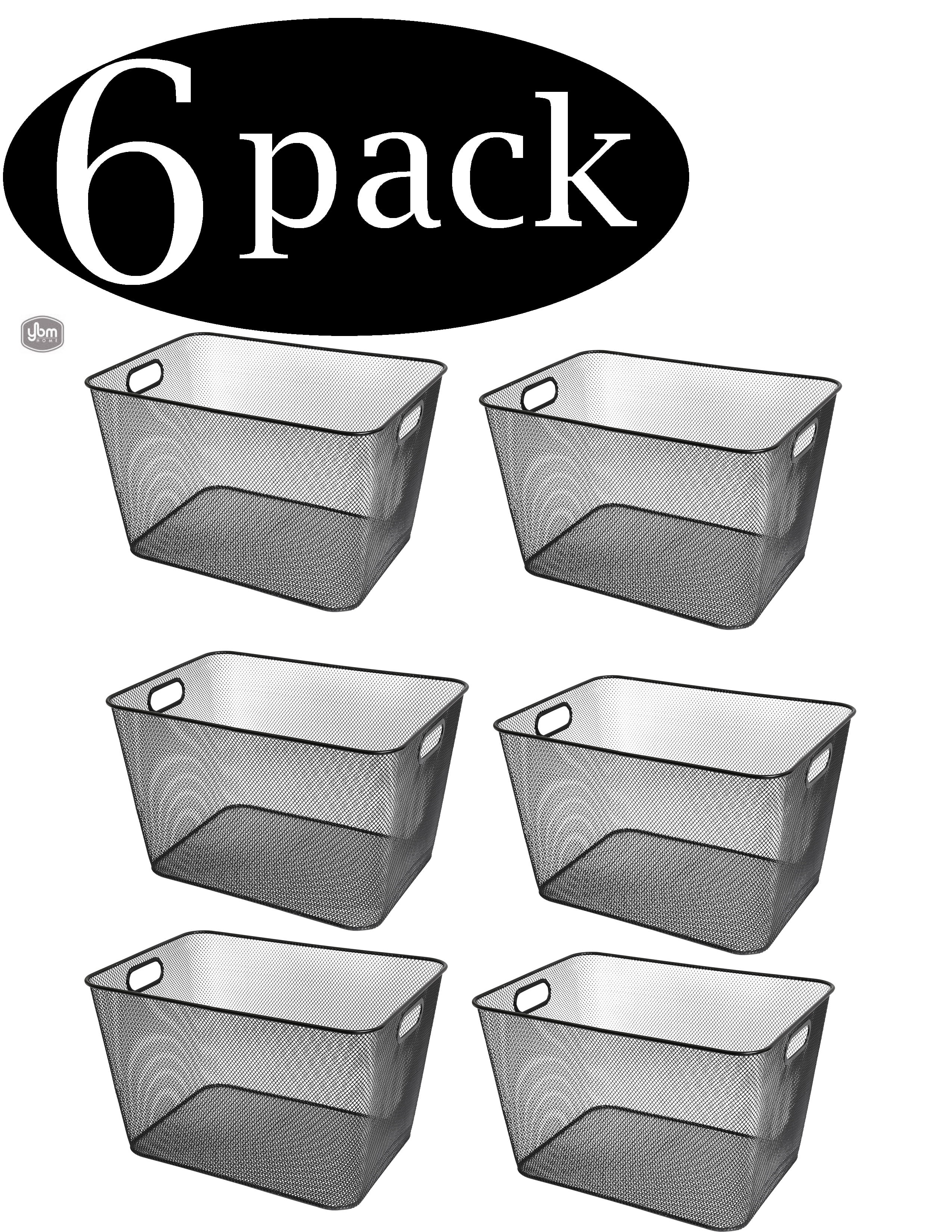 Silver Medium Mesh Storage Baskets EZOWare Wired Metal Storage Organizer Bin Baskets with Handles for Kitchen Bathroom Pantry Cabinets