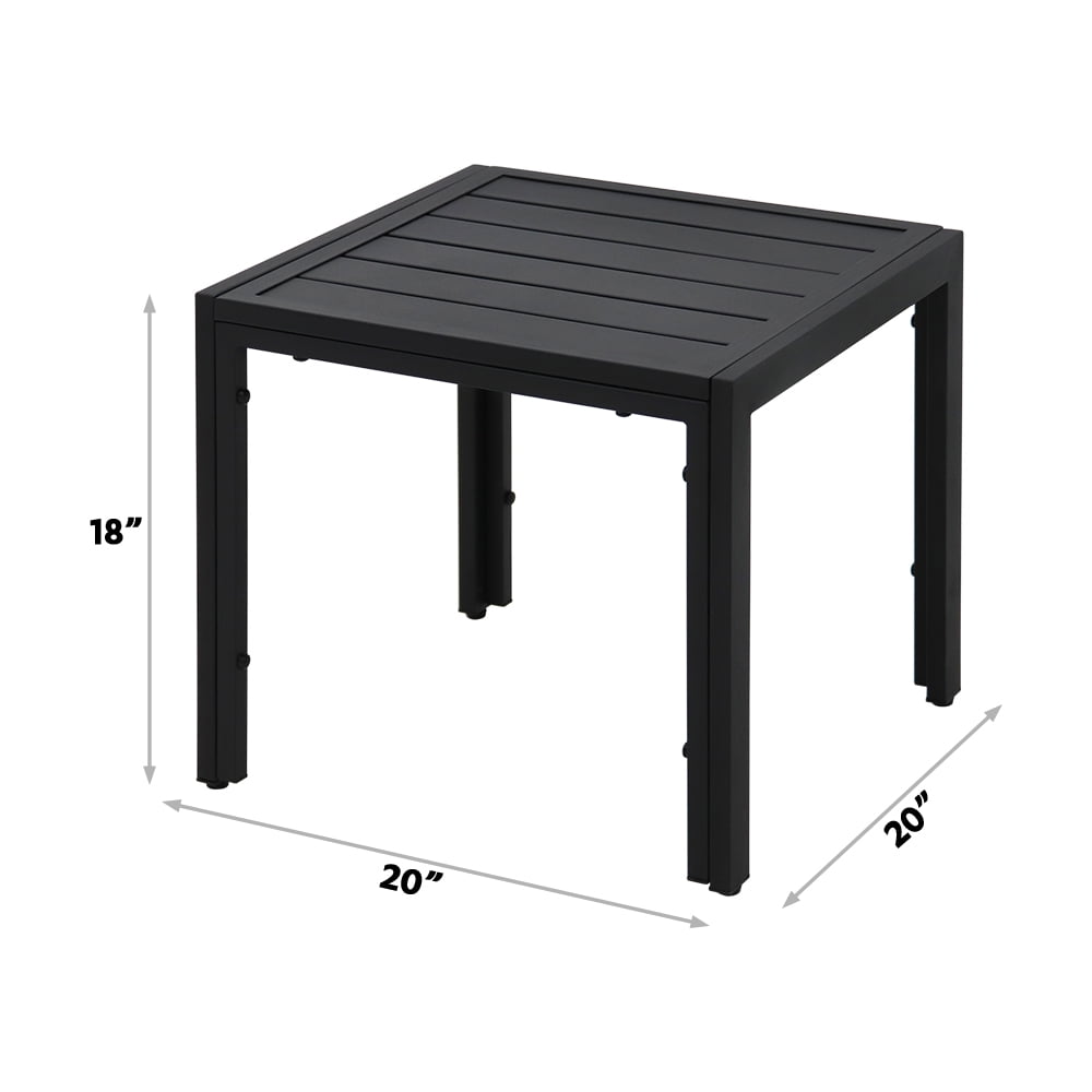Abble 20" Square Steel Patio Side Table - All-Weather Indoor/Outdoor Accent Table End Table for Patio, Living Room, Poolside, Matte Black