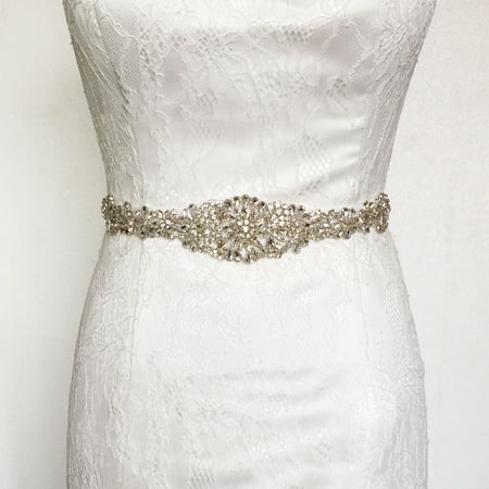 Grtsunsea 10 Colors 24'' Rhinestone Crystal Wedding Dress Beaded Bridal Sash Belt Band Bride Gown Waistband Gift