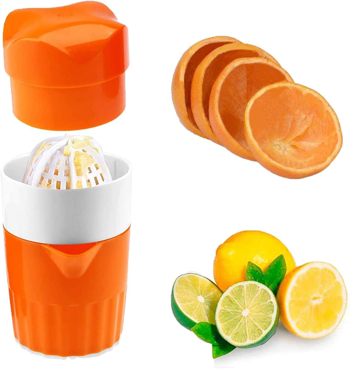 Portable Manual Juicers，Manual Hand Juicer with Strainer and Container White color Citrus Juicer for Lemon,Orange,Lime,