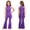 Purple, variant on Girls Sparkly Latin Jazz Dance Bodysuit Wide Leg Jumpsuit Party Bell-Bottom Pants Romper Overalls Navy Blue 6
