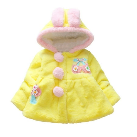 

Thick Faux Fur Coat Newborn Infant Baby Girl Hooded Warm Ourwear Jacket Cape Cloak Ponch 18M-6T