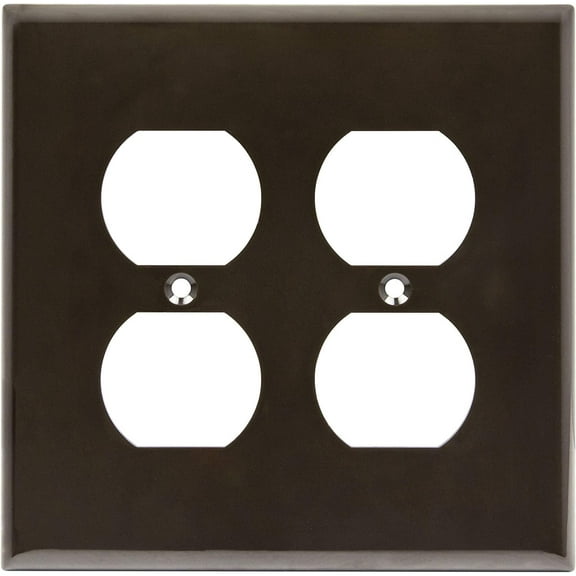 ENERLITES Duplex Receptacle Outlet Wall Plate, Gloss Finish, Midway Size 2-Gang 4.88" x 4.92", Unbreakable Polycarbonate Thermoplastic, UL Listed, 8822M-BR, Brown