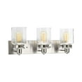 thumbnail image 6 of Calhoun Collection Three-Light Brushed Nickel Clear Glass Farmhouse Bath Vanity Light, 6 of 13