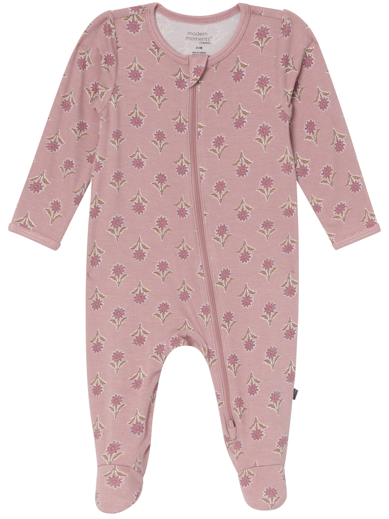 Modern Moments by Gerber Neutral Two-Way Zip Viscose Sleep ´N Play Footed Pajama, 2-Pack, Sizes Newborn - 24 Months