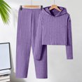 thumbnail image 2 of mgoYE Girl Clothes Solid Color Fall Winter 2 Piece Outfit for Girls Long Sleeve Hoodie Top Ribbed Pant Set, 2 of 9