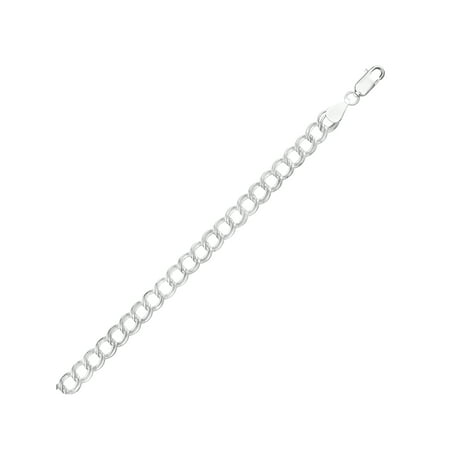 Sterling Silver 6mm Gemellata Charm Link Italian Chain Bracelet, 8