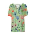 thumbnail image 4 of PVCS Womens Tops Clearance Under $5 Summer Tops for Women Vacation Trendy V Neck Short Sleeve Shirts Casual Loose Spring Vintage Floral Print Comfy Tunic Clothes, 4 of 5