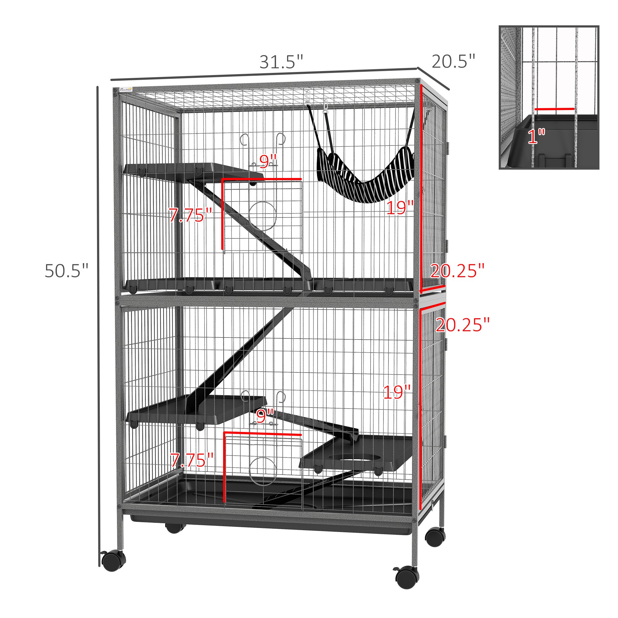 Ferret Chinchilla Sugar Glider Kitten Small Animal Cage with Wheels