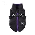 thumbnail image 2 of Chaqueta de arnés de invierno para mascotas, abrigo impermeable a prueba de viento, ropa universal ligera para correr, gancho trasero, decoración de ropa, negro L seitruly PT000587-04, 2 of 7