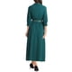thumbnail image 3 of Vestido Maxi con Pliegues de Manga 3/4 para Mujer INSPIRE CHIC, Cuello en V, Cinturón, Talla XL, Verde Oscuro, 3 of 6