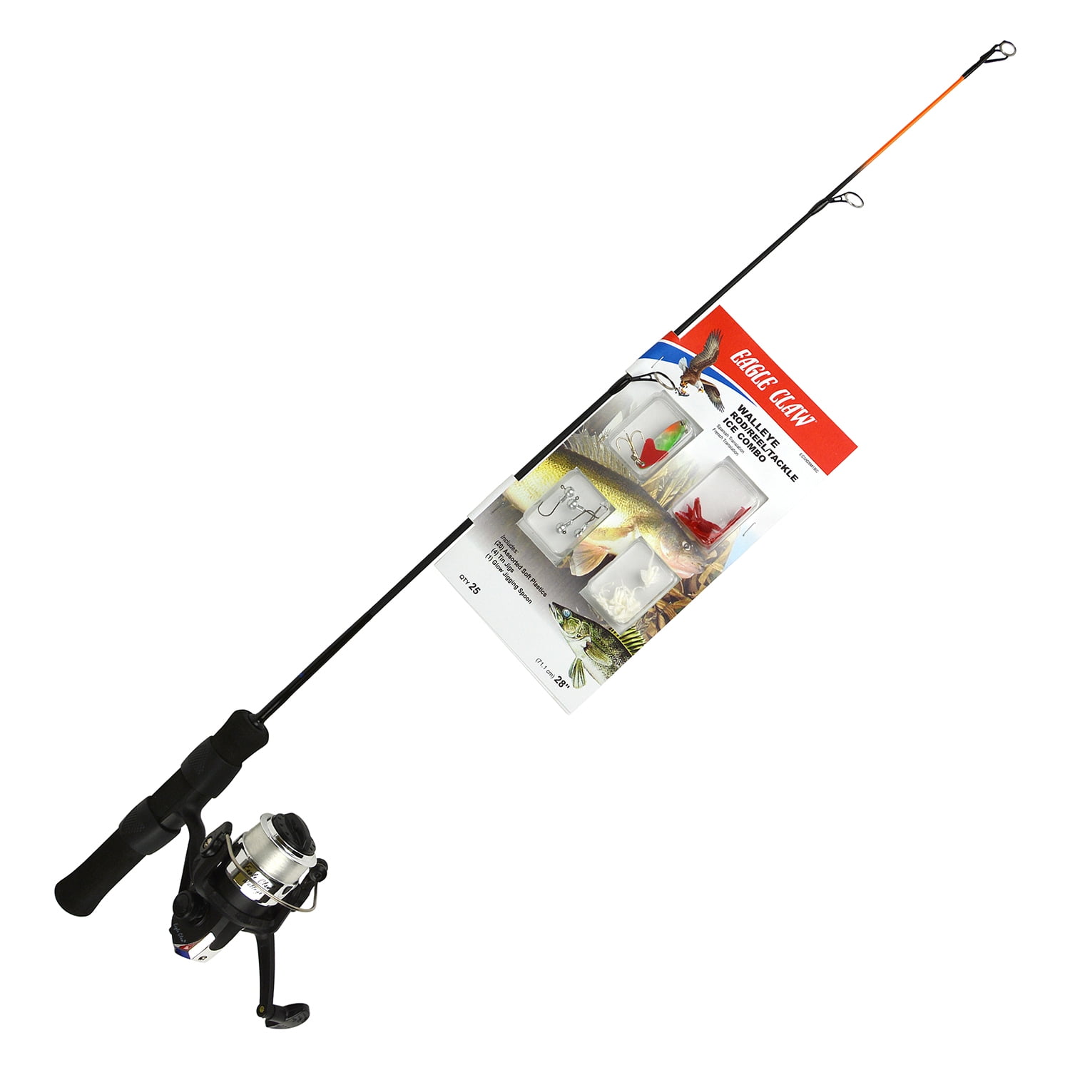 Eagle Claw 28" Spinning Rod Walleye Ice Kit Combo