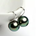 thumbnail image 5 of K-KED New 8/10/12mm Black South Sea Shell Pearl Silver Hook Dangle Earrings-12 mm, 5 of 6