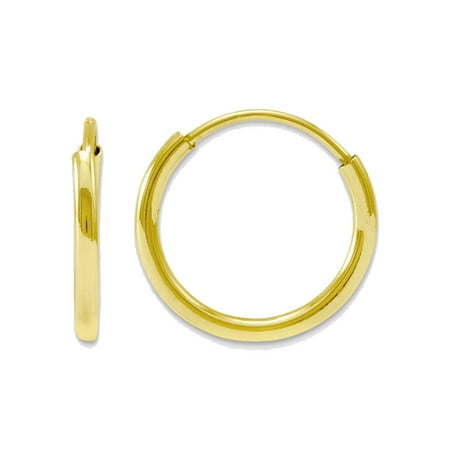 8mm hoop endless 14k earrings tube round yellow gold