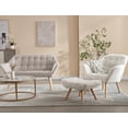 thumbnail image 2 of Guyou Faux Fur Accent Chair with Ottoman - 32" Wide Plush Lounge Chair for Living Room, Round Tufted Back Armchair, Cozy Reading Chair, White, 2 of 7