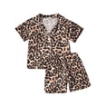 thumbnail image 1 of goowrom Ensemble de Pyjama Garçons Filles Hauts à Imprimé Léopard+shorts/pantalons, 1 of 9