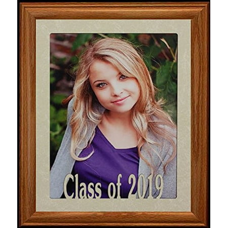 School Days Photo Mat 8X10 Class Of 2019 Portrait Senior/Graduate School Photo Keepsake Frame ~ Laser Cut Cream Mat With Frame (Fruitwood) ()