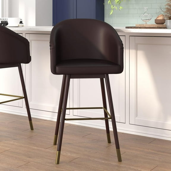 Flash Furniture Margo 30"H Square Mid Back Barstool, Brown/Walnut