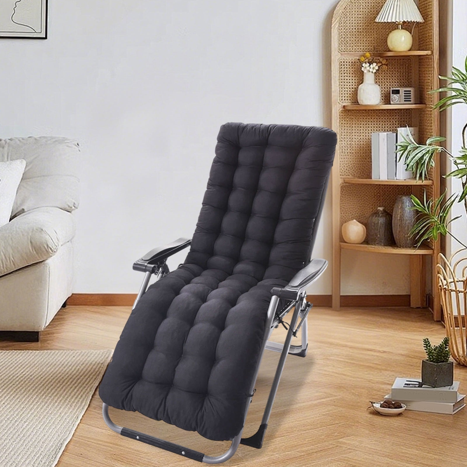 Lounge Chair Cushion,Outdoor Lounge Chair Cushions,Seat Cushions,Lounge Chair Cushion,Cushions for Outdoor Furniture,Patio Cushions Chaise Outdoor Mattress Recliner Quilted Thick(Black)