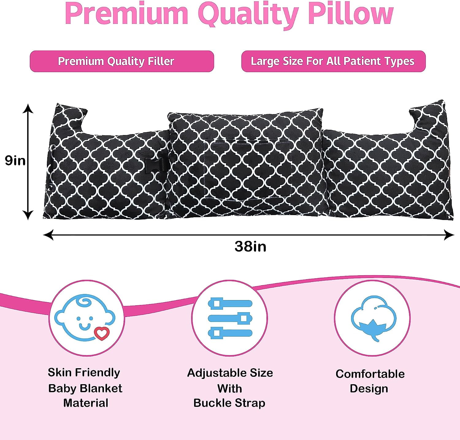 Mastectomy Pillow - Post Surgery Pillow,Breast Pillow with Pocket for Heart Pillow for Recovery Breast Reduction & Aaugmentation Patients Seatbelt Protection-Surgery Pillow Breast Cancer Gift
