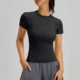 thumbnail image 2 of Viluyesy Women's Workout Tops Short Sleeve Crew Neck Quick Dry Slim Fit Athletic Yoga Gym T Shirts Black Size L, 2 of 7