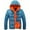Blue, variant on Men's Winter Casual Color Collision Zipper Hoodie, Lightweight Padded Jacket, Thermal Warm, Slim Fit, Contrast Color, Fashion Outwear