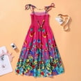 thumbnail image 2 of Summer Girls Casual Floral Boho Dress Child Spaghetti Strap Sundress Beach Wear Long Dresses, 2 of 8
