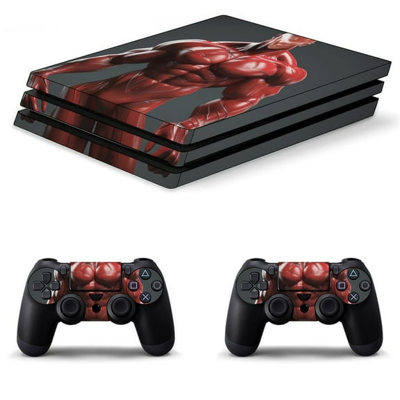 Decal Skin for PS4 Slim / PS4 Pro / PS4, Whole Body Vinyl Sticker Cover for Playstation 4 Console and Controller (Red Muscle Hero)