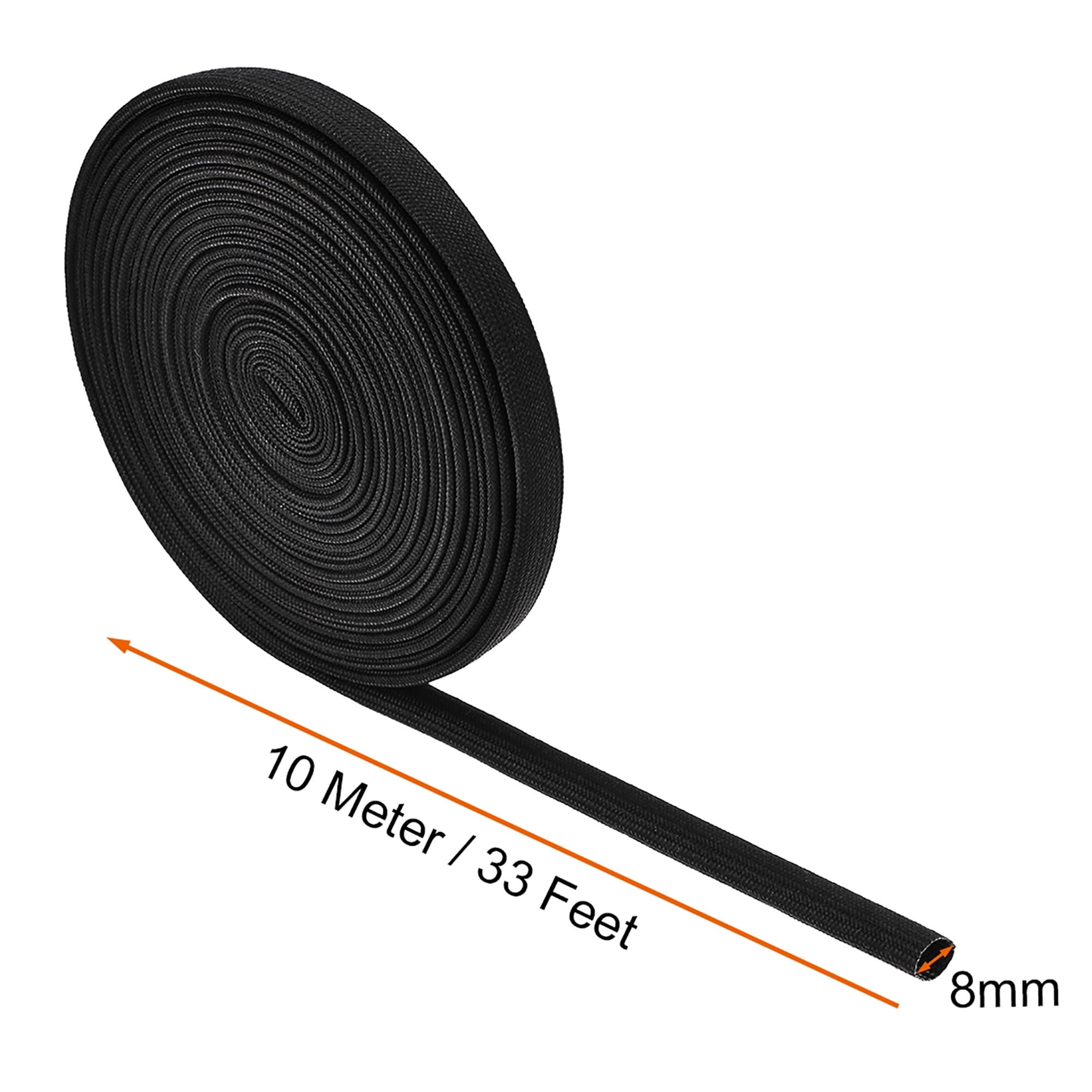 33Ft-8mm High TEMP Silicone Fiberglass Sleeve Black Insulation Cable Protector 