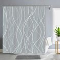 thumbnail image 1 of Cortina de ducha DEKAXID con rayas blancas y negras, abstracta, moderna, minimalista, de tela impermeable, con ganchos, para decoración de baño, 1 of 5