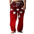 thumbnail image 2 of Pantalones largos para hombre, cintura elástica, transpirables, cómodos, suaves, informales, de playa, de poliéster., 2 of 5