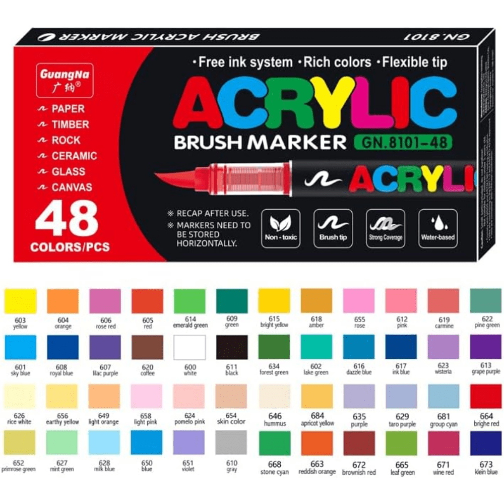 Direct Liquid Soft Head Acrylic Marker Pens, Tooli Art Acrylic Paint Markers, Brush Tip Acrylic Paint Pens, Ideal for Canvas, Wood, Stone, and DIY Crafts