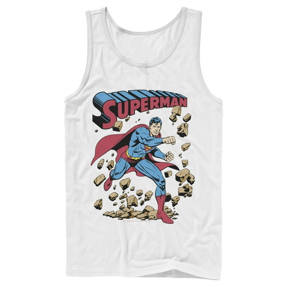 Men's Superman Hero Break Barriers Tank Top White Small