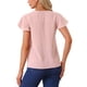 thumbnail image 3 of BLUSA V DE CUELLO EN LACE CROCHET CON VOLANTES Y MANGAS CORTAS PARA MUJER, PUNTOS SUIZOS, ROSA S, 3 of 6