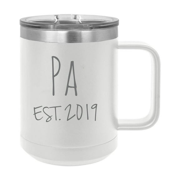 Pa Est. 2019 Established Stainless Steel Vacuum Insulated 15 Oz Engraved Double-Walled Travel Coffee Mug with Slider Lid