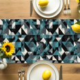 thumbnail image 4 of Teal Black Geometric Table Runner, Modern Art Abstract Vintage Kitchen Table Runners Dress Scarves for Table Decorations Party/Restaurant/Indoor Outdoor Use, 13x90in, 4 of 9