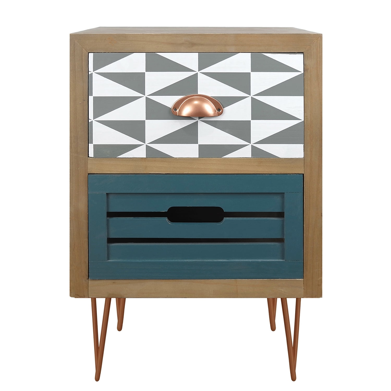 Kadyn 2 Drawers Modern Nightstand, Wooden Bedside Table with Metal Feet and Handle, Storage End Table for Living Room Bedroom and Office, Natural Kadyn 2 Drawers Modern Nightstand, Wooden Bedside Table with Metal Feet and Handle, Storage End Table for Living Room Bedroom and Office, Natural