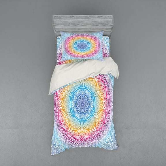 Ambesonne Ethnic Bedding Set 3 Pcs, Fantasy Round, Twin, Multicolor