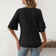 thumbnail image 6 of vigerkar Women's Summer Tops 2026 Dressy Casual Ruffle Short Sleeve T Shirts Baggy Textured Blouses Tops Vacation Outfits (Black, L), 6 of 7