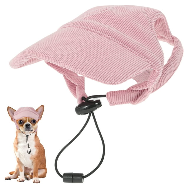 Sombrero para perros Unique Bargains para protección solar, sombrero visor de verano para perros y gatos con agujeros para las orejas, sombrero ajustable para cachorros, tocado pequeño de color rosa
