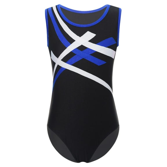 Hansber Kids Boys Girls Gymnastics Leotard Workout Gym Training Bodysuits Athletic Biketards Active Blue 14
