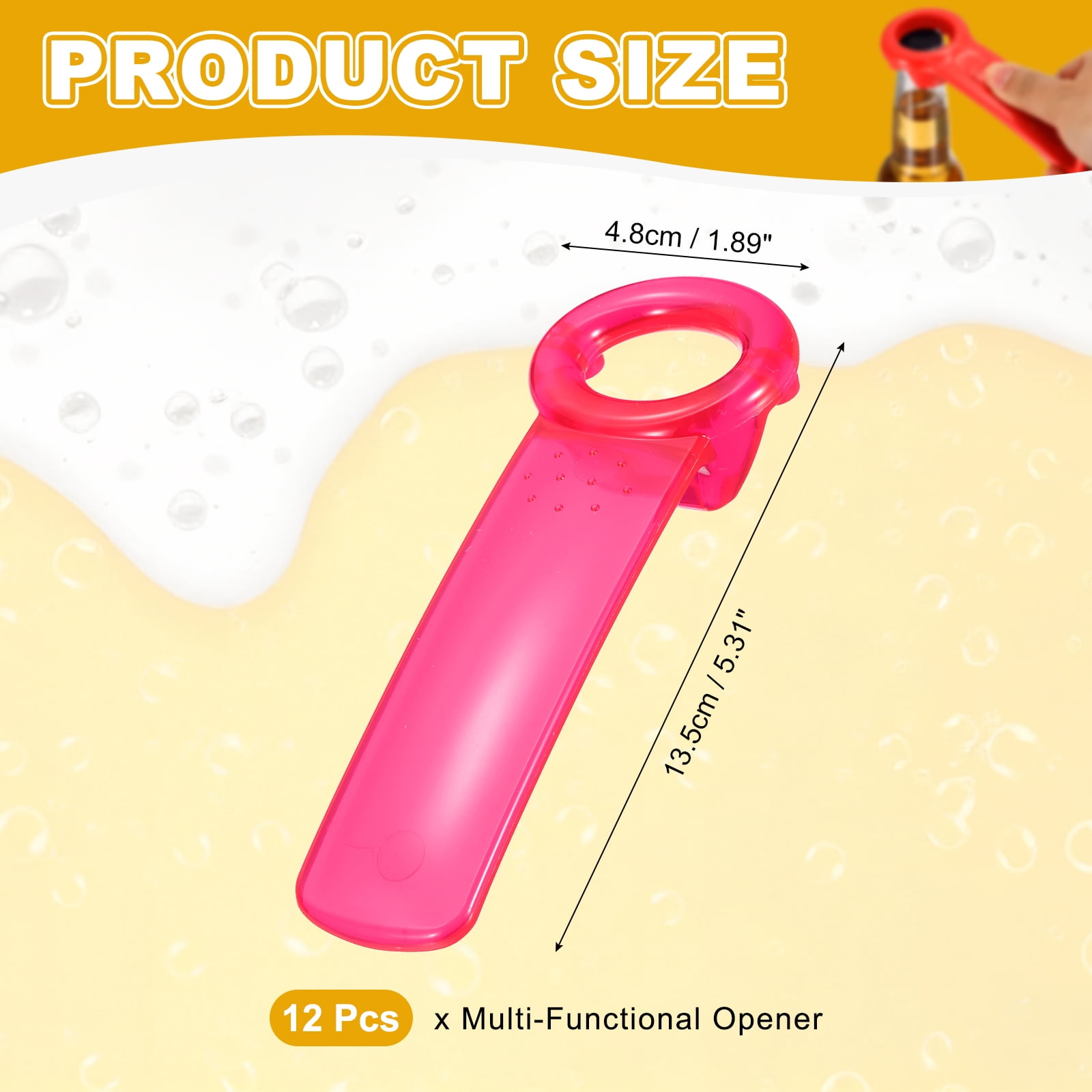 Uxcell 12 Pcs Jar Key Lid Opener, Plastic Jar Lid Opener Easy Grip Multifunctional Durable Can Open Tool for Elderly Seniors Women Weak Hands Easy-use by Anyone, Transparent Rose Red