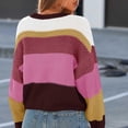 thumbnail image 4 of Women's Oversized Striped Cropped Sweater Casual Knit Pullover Top, 4 of 9
