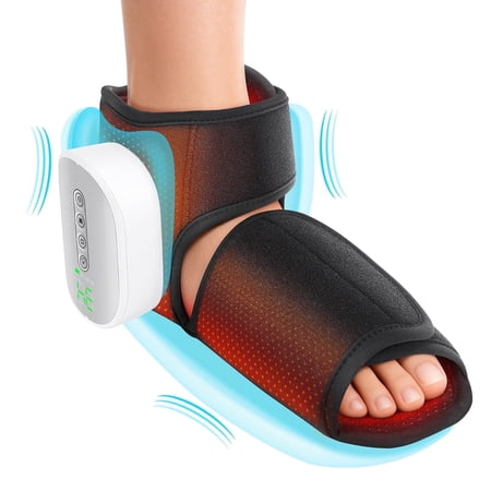 Foot Massager with Heat, Air Compression Therapy Device, Cordless Ankle Heating Wrap for Reduce Fatigue, 3 Modes & 4 Heat Levels, Compression Boot for Circulation
