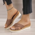 thumbnail image 2 of TUOBARR Platform Slippers for Women,Womens Summer Fashion Casual Slippers Open Toe Thick Bottom Flax Slippers Brown, 2 of 4