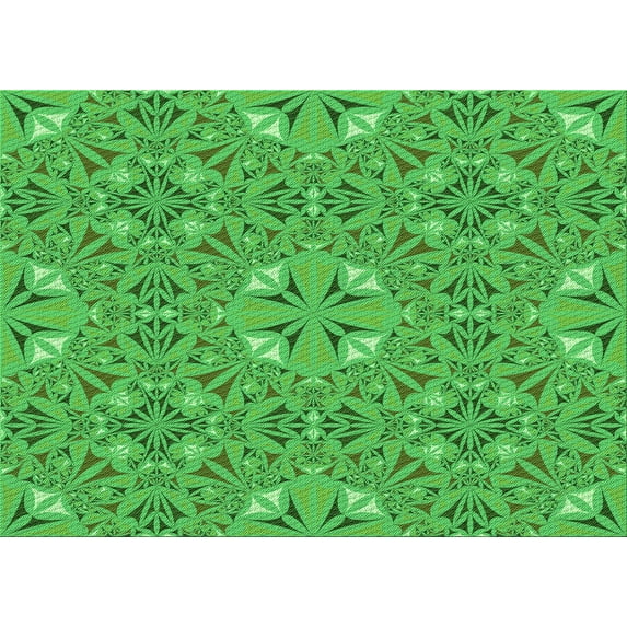 Ahgly Company Indoor Rectangle Patterned Neon Green Area Rugs, 2' x 5'