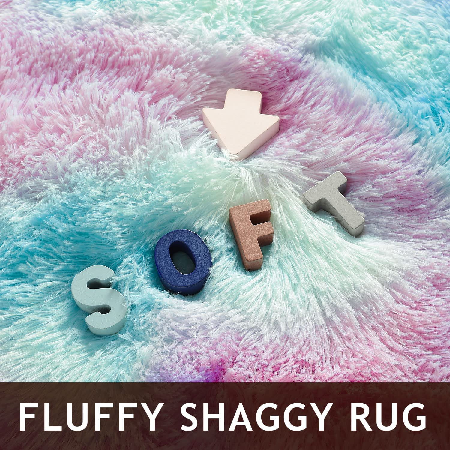 Homore Shag Area Rug,Tie-Dyed Blue Purple Indoor Ultra Soft Plush Rugs for Living Room，Fluffy Carpet For Bedroom,5'X 8',Blue Purple