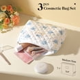 thumbnail image 5 of LazySpin Makeup Bag Set, 3-Piece Cotton Cosmetic Toiletry Bag for Travel, Cosmetic Pouch for Organize, Blue Flower, 5 of 9