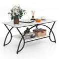 thumbnail image 1 of Giantex 2-Tier Industrial/Modern Coffee Table, Rectangular Cocktail Table, Accent Table w/ Arched Metal Frame, White, 1 of 8